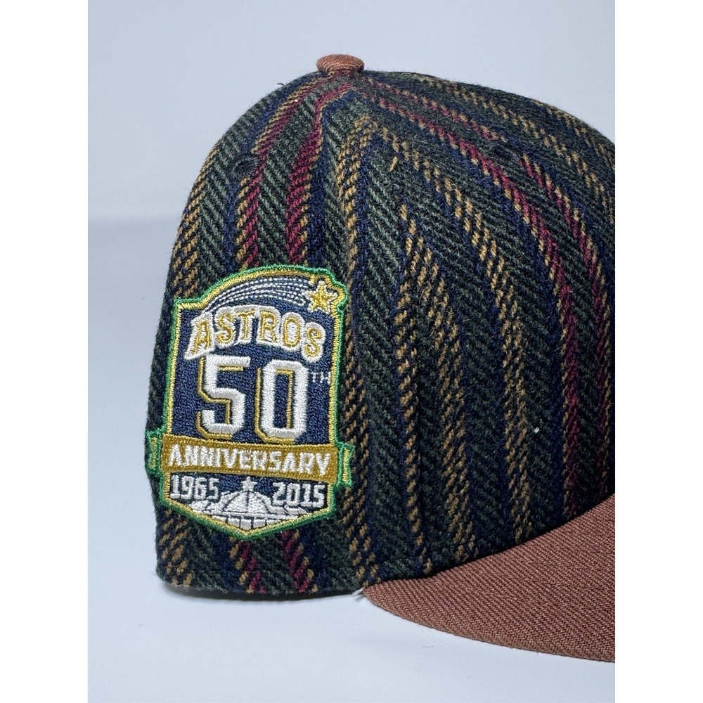 Houston Astros New Era Fitted Hat Sz 7 1/2 Herringbone 2 Tone 59Fifty Wool 50th - Picture 3 of 6